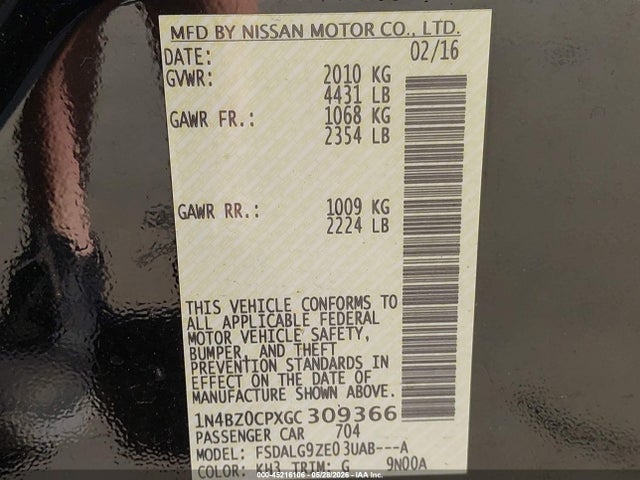 Aukcja sprzedaży 2016 Nissan Leaf Sl, vin: 1N4BZ0CPXGC309366, numer aukcji: 45216106