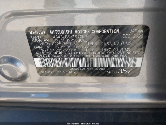 JA4ARUAUXRU007203 Mitsubishi Outlander Sport 2.0 Es Awc/2.0 Le Awc/2.0 Ralliart Awc/2.0 S Awc/2.0 Se Awc/2.0 Trail Edition Awc