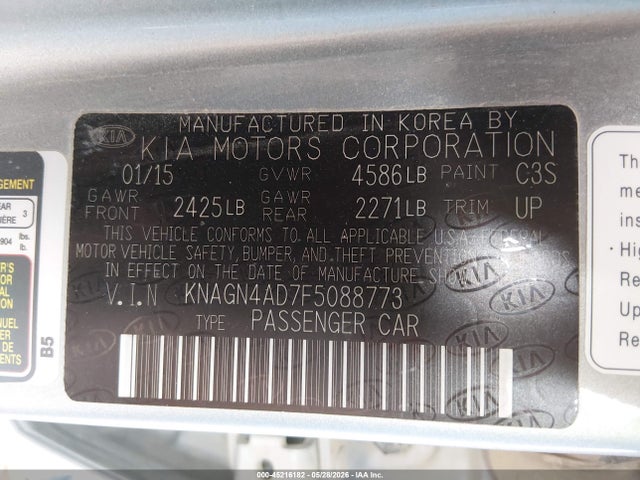 KIA Optima Hybrid Ex 2015 KNAGN4AD7F5088773 Image 9