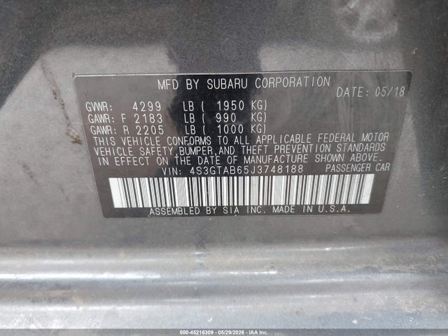 Subaru Impreza 2.0i Premium 2018 4S3GTAB65J3748188 Image 9