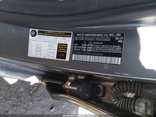 2018 Mercedes-benz C 300 4matic მანქანა იყიდება აუქციონზე, vin: 55SWF4KB5JU245456, აუქციონის ნომერი: 45216331