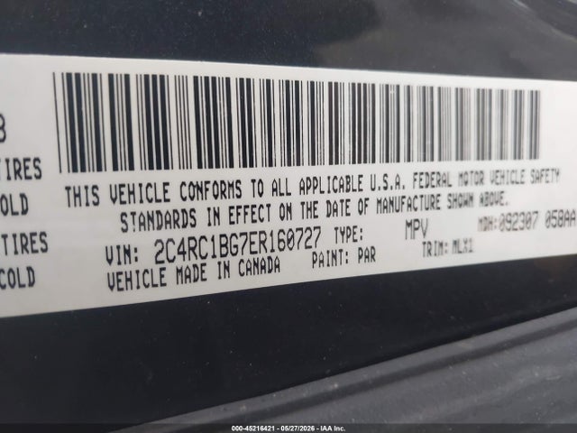 Продажа на аукционе авто 2014 Chrysler Town & Country Touring, vin: 2C4RC1BG7ER160727, номер лота: 45216421