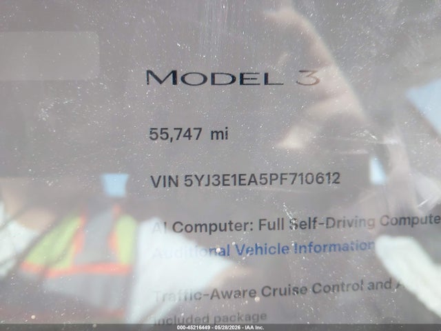 Aukcja sprzedaży 2023 Tesla Model 3 Rear-wheel Drive, vin: 5YJ3E1EA5PF710612, numer aukcji: 45216449