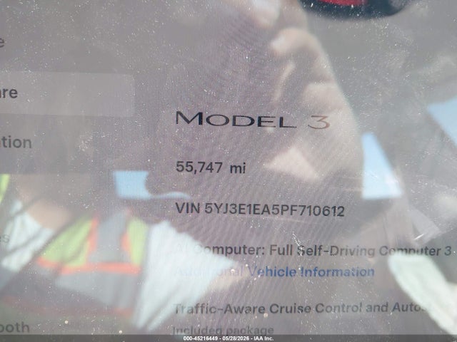 Aukcja sprzedaży 2023 Tesla Model 3 Rear-wheel Drive, vin: 5YJ3E1EA5PF710612, numer aukcji: 45216449