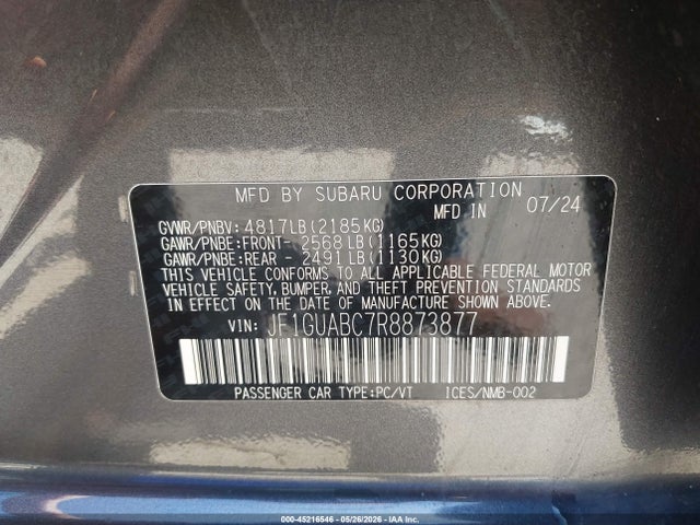 Subaru Impreza Base 5-door 2024 JF1GUABC7R8873877 Image 9