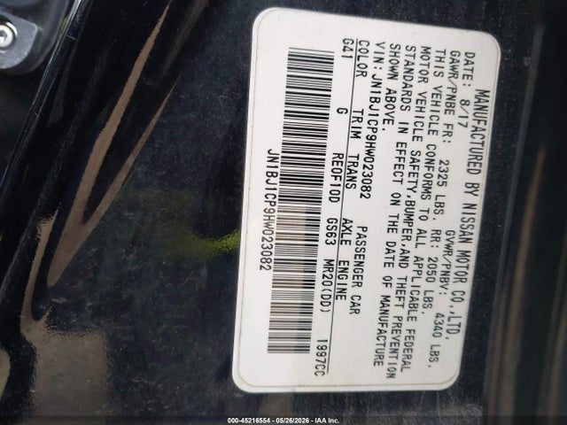 Aukcja sprzedaży 2017 Nissan Rogue Sport S, vin: JN1BJ1CP9HW023082, numer aukcji: 45216554