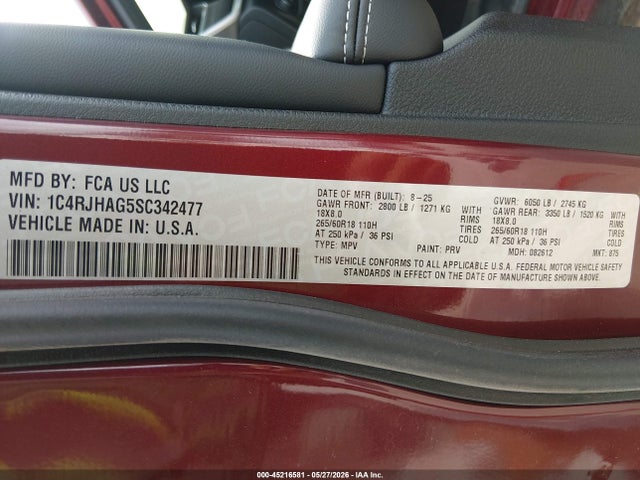 1C4RJHAG5SC342477 Jeep Grand Cherokee Altitude X 4x4