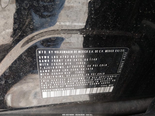 Продажа на аукционе авто 2025 Volkswagen Tiguan 2.0t Se, vin: 3VVFR7RMXSM030445, номер лота: 45216599