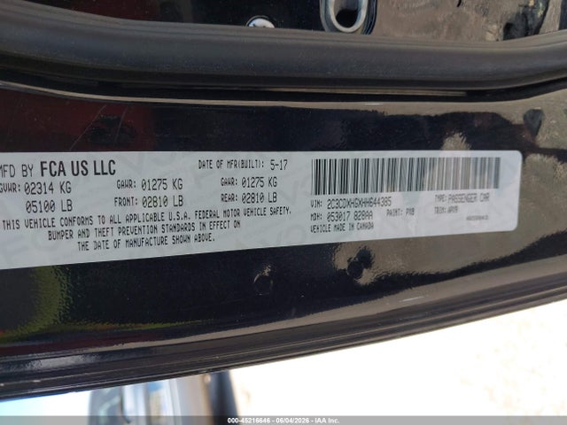 Aukcja sprzedaży 2017 Dodge Charger Sxt Rwd, vin: 2C3CDXHGXHH644385, numer aukcji: 45216646