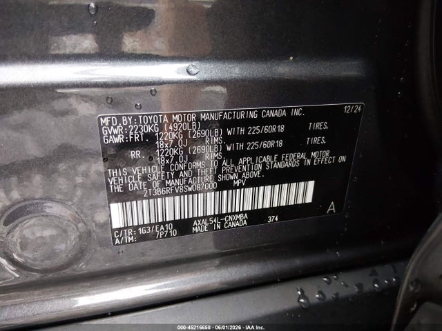 Продажа на аукционе авто 2025 Toyota Rav4 Hybrid Xle Premium, vin: 2T3B6RFV8SW087000, номер лота: 45216658