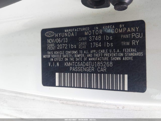Aukcja sprzedaży 2014 Hyundai Veloster Base W/gray, vin: KMHTC6AD4EU185268, numer aukcji: 45216667