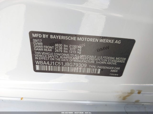 WBA4J1C51JBG79309 BMW 430i Gran Coupe