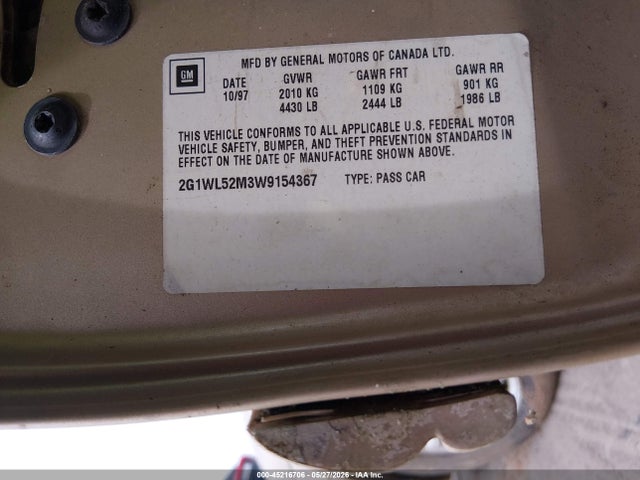 45216706 :رقم المزاد ، 2G1WL52M3W9154367 vin ، 1998 Chevrolet Lumina مزاد بيع