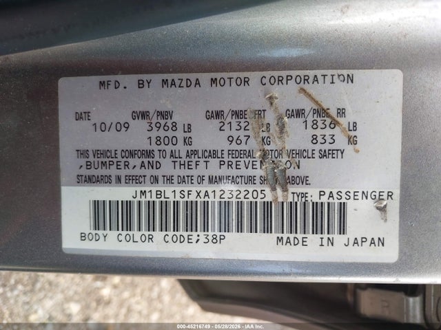 Aukcja sprzedaży 2010 Mazda Mazda3 I Sport, vin: JM1BL1SFXA1232205, numer aukcji: 45216749