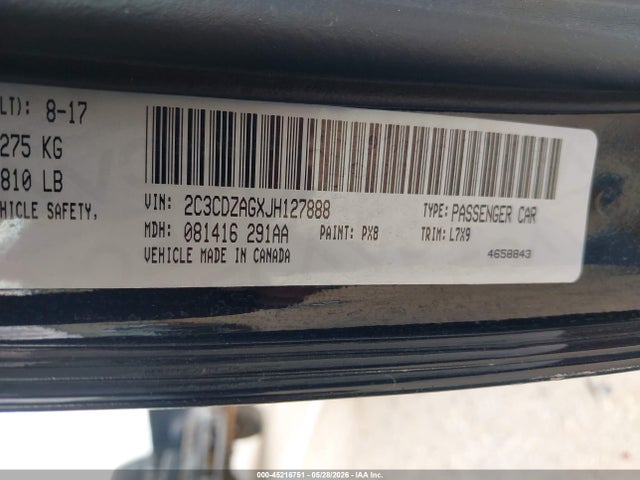 45216751 :رقم المزاد ، 2C3CDZAGXJH127888 vin ، 2018 Dodge Challenger Sxt مزاد بيع