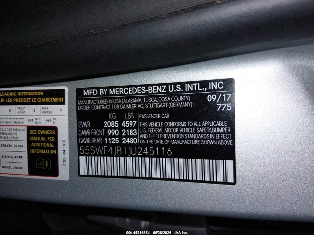 55SWF4JB1JU245116 Mercedes-Benz C 300