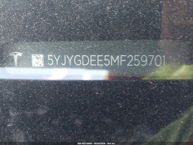 Aukcja sprzedaży 2021 Tesla Model Y Long Range Dual Motor All-wheel Drive, vin: 5YJYGDEE5MF259701, numer aukcji: 45216880