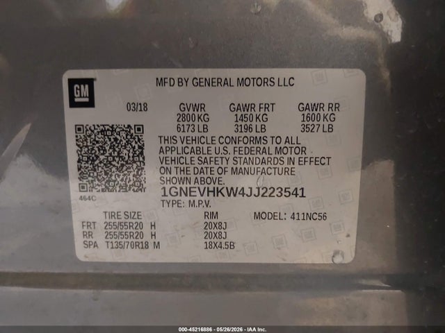 Chevrolet Traverse 3lt 2018 1GNEVHKW4JJ223541 Image 9