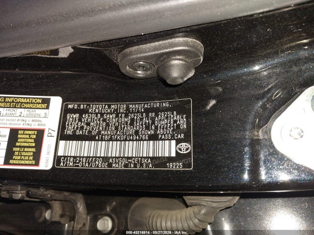 Toyota CAMRY SE 2015 4T1BF1FK0FU494766 Image 9
