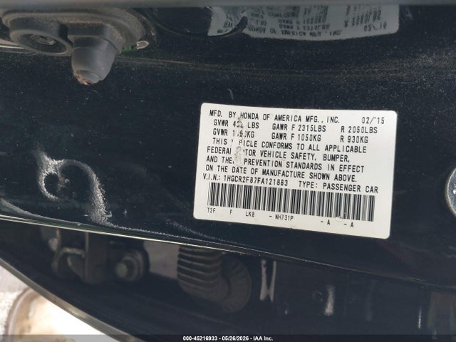 1HGCR2F87FA121883 Honda Accord Ex-l