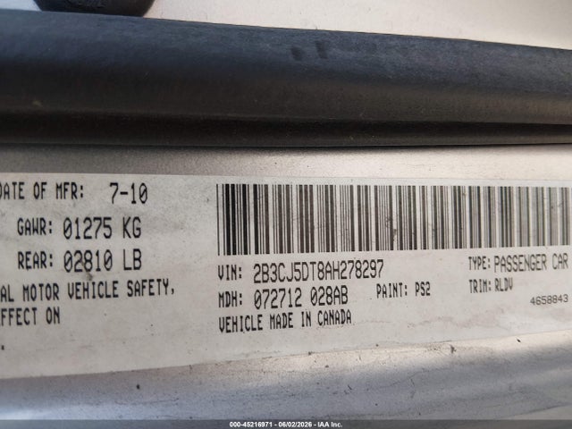 Продажа на аукционе авто 2010 Dodge Challenger R/t, vin: 2B3CJ5DT8AH278297, номер лота: 45216971