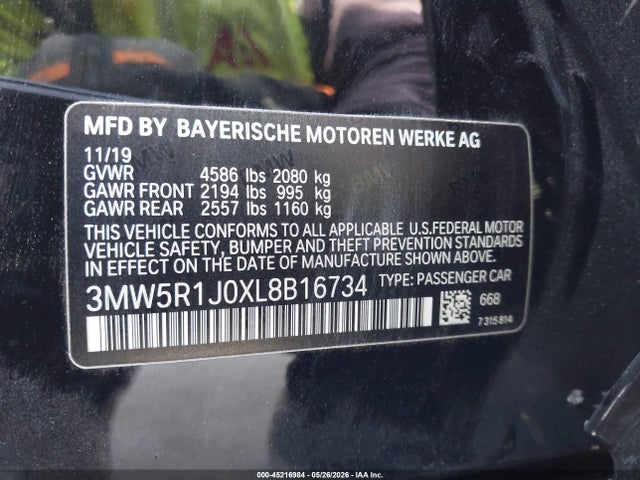 BMW 330I 2020 3MW5R1J0XL8B16734 Image 9