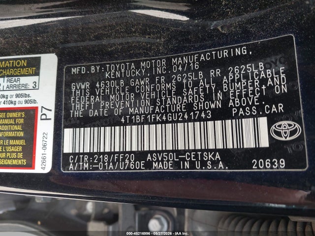 4T1BF1FK4GU241743 Toyota CAMRY SE