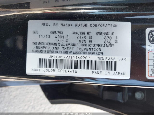 Продажа на аукционе авто 2014 Mazda Mazda3 I Touring, vin: JM1BM1V73E1140909, номер лота: 45217058