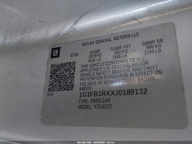 Chevrolet Camaro 1lt 2018 1G1FB1RXXJ0189132 Image 9