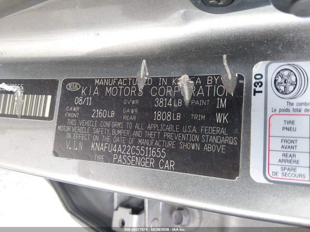 2012 Kia Forte Ex მანქანა იყიდება აუქციონზე, vin: KNAFU4A22C5511655, აუქციონის ნომერი: 45217075