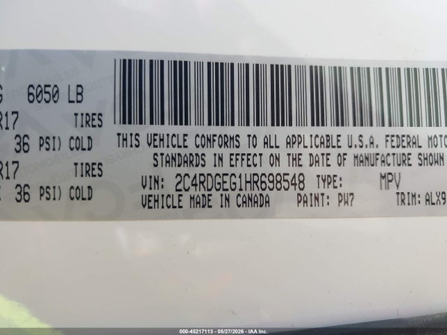 Dodge Grand Caravan Gt 2017 2C4RDGEG1HR698548 Image 9