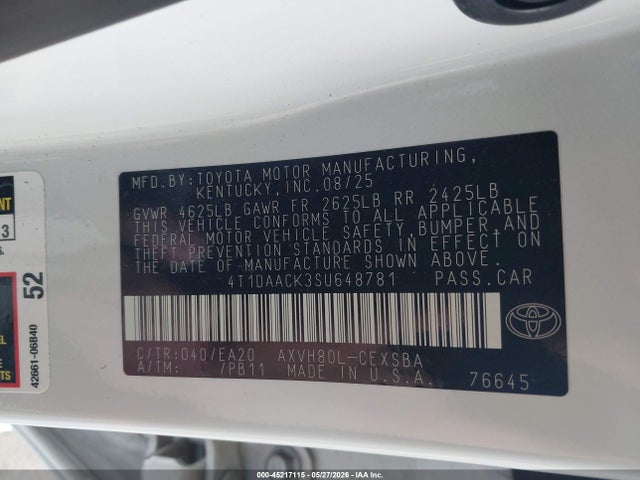 Toyota CAMRY SE 2025 4T1DAACK3SU648781 Image 9