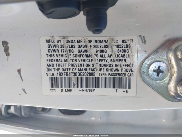 Aukcja sprzedaży 2013 Honda Civic Hybrid, vin: 19XFB4F30DE202895, numer aukcji: 45217149