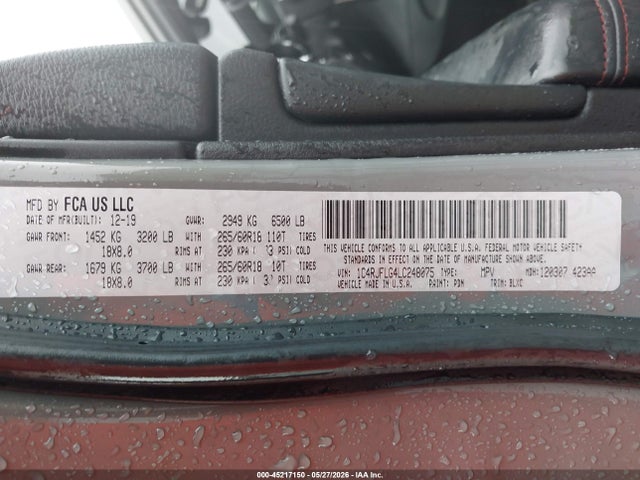 2020 Jeep Grand Cherokee Trailhawk 4x4 მანქანა იყიდება აუქციონზე, vin: 1C4RJFLG4LC248075, აუქციონის ნომერი: 45217150