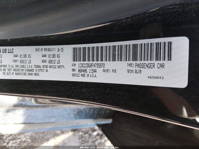 45217173 :رقم المزاد ، 1C3CCCBG8FN735972 vin ، 2015 Chrysler 200 S مزاد بيع