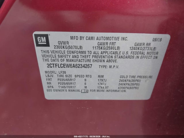 Aukcja sprzedaży 2010 Gmc Terrain Sle-1, vin: 2CTFLCEW6A6234267, numer aukcji: 45217175