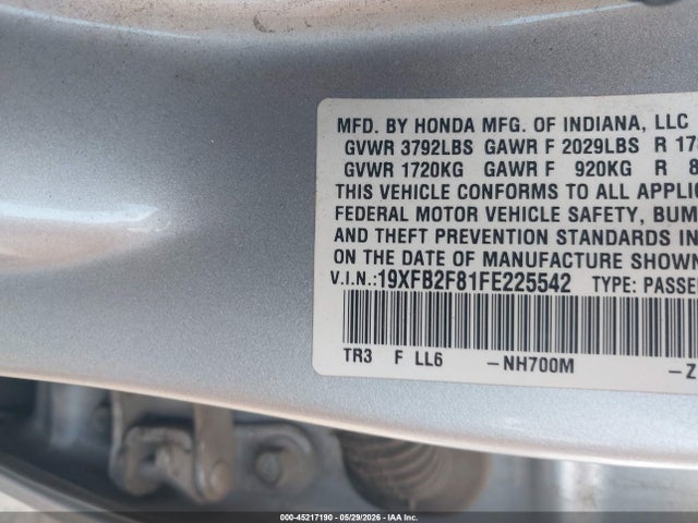 19XFB2F81FE225542 Honda CIVIC EX