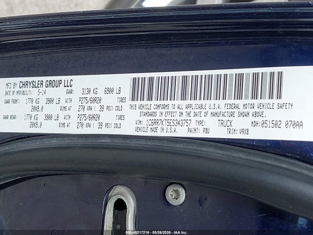 Auction sale of the 2014 Ram 1500 Express, vin: 1C6RR7KT5ES343757, lot number: 45217216