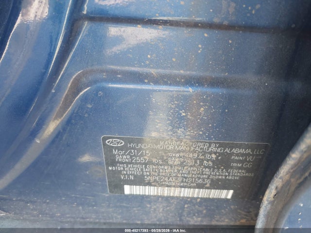 Продаж на аукціоні авто 2015 Hyundai Sonata Se, vin: 5NPE24AF3FH215636, номер лоту: 45217393