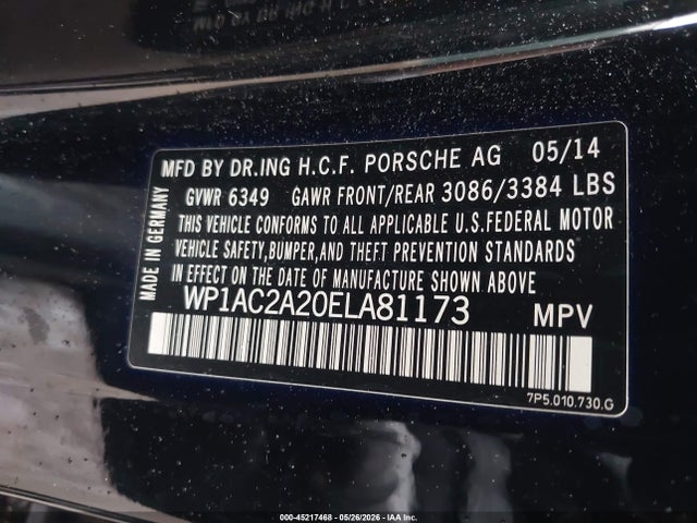 Продажа на аукционе авто 2014 Porsche Cayenne Turbo, vin: WP1AC2A20ELA81173, номер лота: 45217468