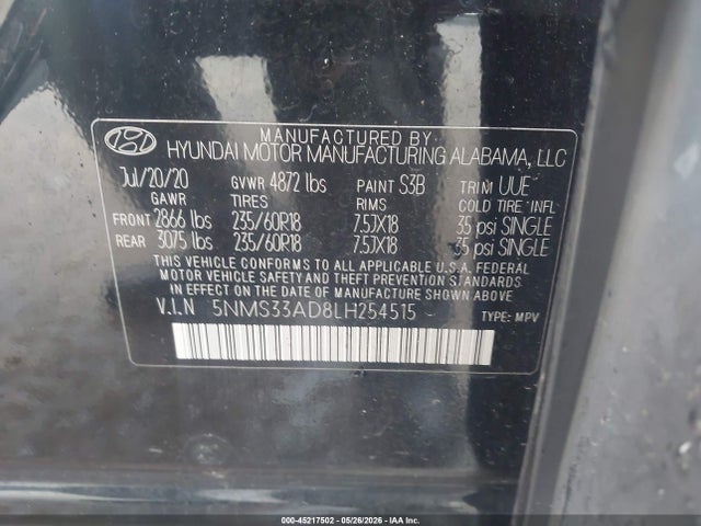 Hyundai Santa Fe Sel 2020 5NMS33AD8LH254515 Image 9