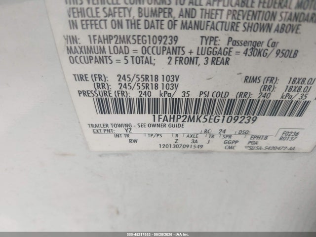 Продаж на аукціоні авто 2014 Ford Police Interceptor, vin: 1FAHP2MK5EG109239, номер лоту: 45217553