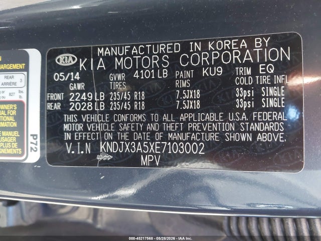 Продаж на аукціоні авто 2014 Kia Soul !, vin: KNDJX3A5XE7103002, номер лоту: 45217568