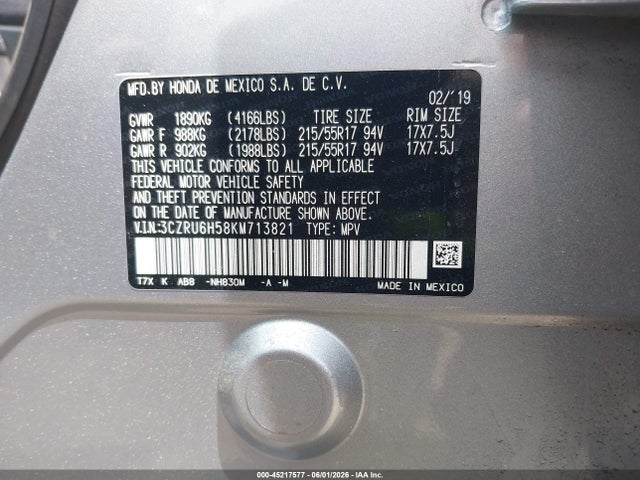 3CZRU6H58KM713821 Honda HR-V EX