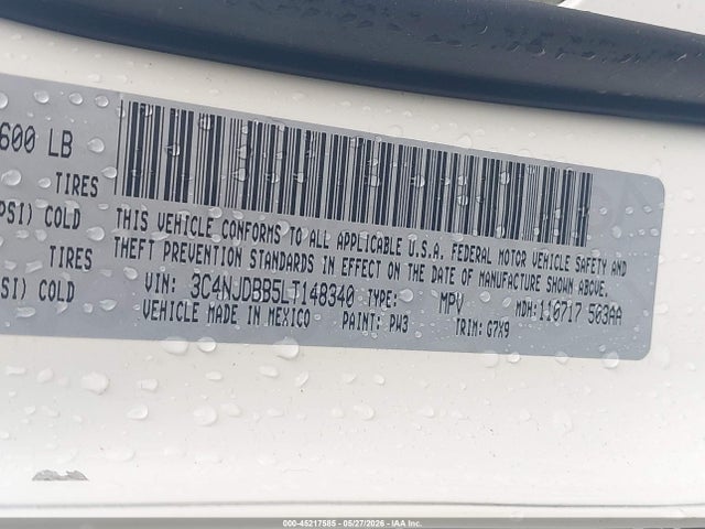 Продажа на аукционе авто 2020 Jeep Compass Altitude 4x4, vin: 3C4NJDBB5LT148340, номер лота: 45217585