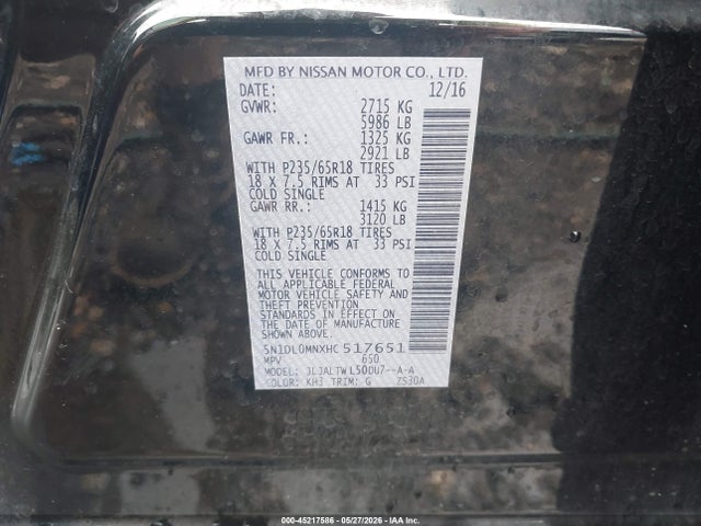 Продаж на аукціоні авто 2017 Infiniti Qx60, vin: 5N1DL0MNXHC517651, номер лоту: 45217586