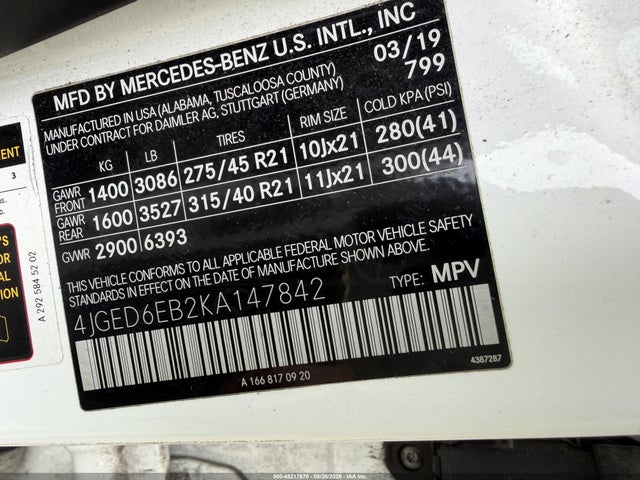 45217670 :رقم المزاد ، 4JGED6EB2KA147842 vin ، 2019 Mercedes-benz Amg Gle 43 Coupe 4matic مزاد بيع