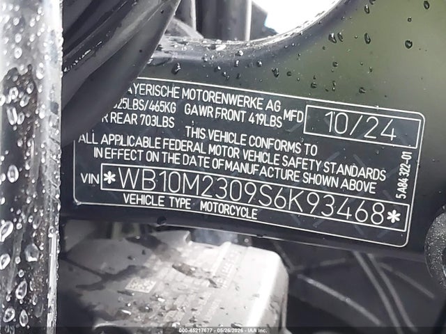 Продаж на аукціоні авто 2025 Bmw R 1300 Gs, vin: WB10M2309S6K93468, номер лоту: 45217677