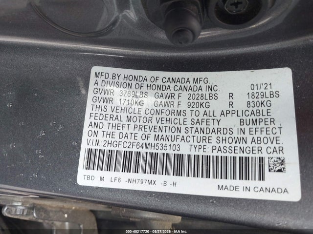 2HGFC2F64MH535103 Honda Civic Lx