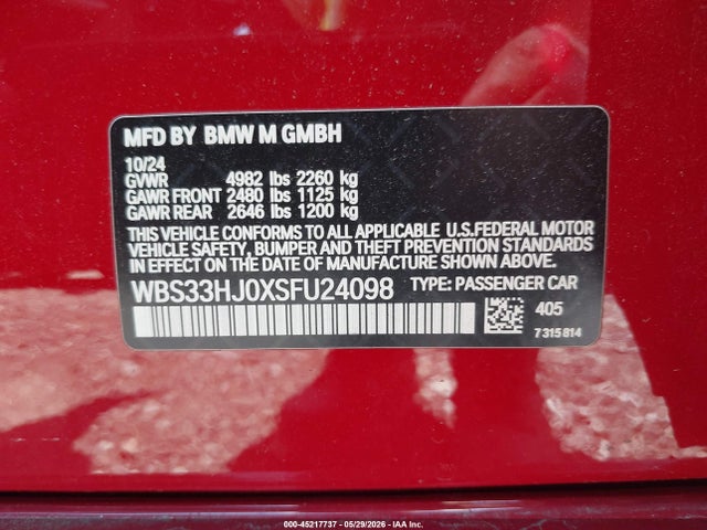 BMW M3 Competition Xdrive 2025 WBS33HJ0XSFU24098 Image 9